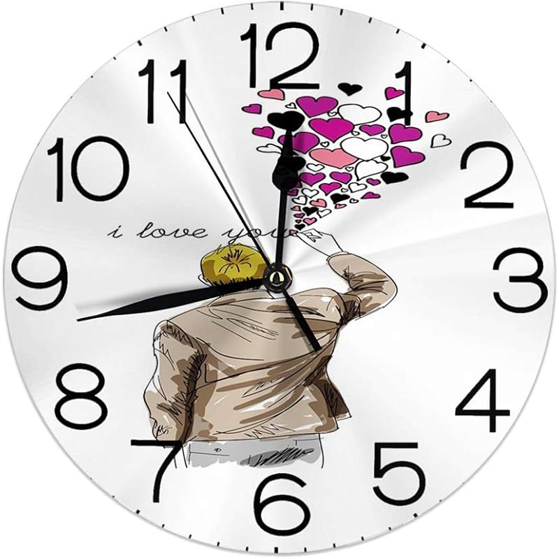 丸い壁時計の家の装飾 ロマンチックなコミック男性キャラクターリビング寝室のためのバレンタインハートとの愛の宣言を書く R3y4aqbiko Anzanatitlan Org 丸い壁時計の家の装飾 ロマンチックなコミック男性キャラクターリビング寝室のためのバレンタインハートとの愛の宣言を書く R3y4aqbiko Anzanatitlan Org