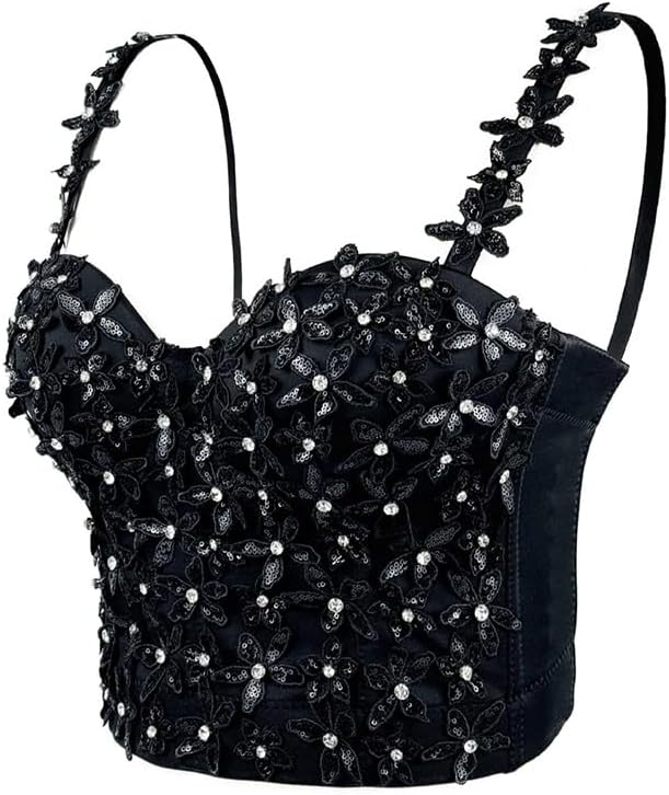 JSEIAJB Sexy Diamond Flower Inner Wear Suspenders Desire Outer Wear Fishbone Bra