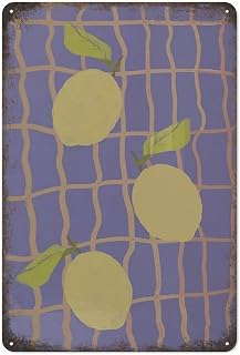 LEMON Picnic Citron Lemoni Wallart Art Still Fruit Sketch Drawing Metal Tin Sign Plaque Vintage Wall Room Gift Creative Novelty Art Decoration 8x12 inch