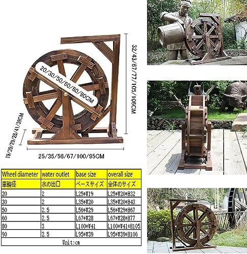 Outdoor Wooden Waterwheel Fountain - Freestanding Garden Decor for Pool Circulation, Rockery Landscaping & Flowing Water Feature