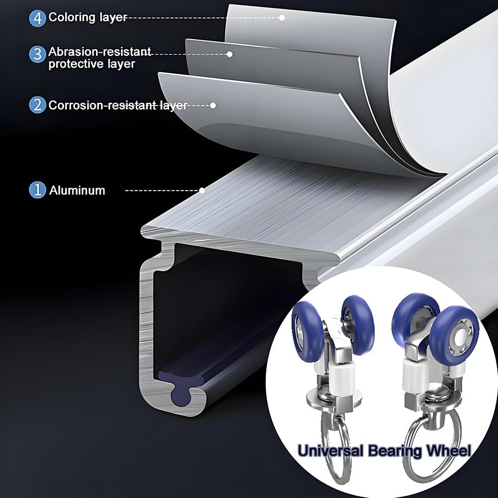 Vorhangschiene Schwerlast Gardinenstange Aluminium Gardinenschiene mit Stummen Rollen für Wohnzimmer Schlafzimmer Büro 50/120/170/250/300/480/600cm Decken- Oder Wandmontage(5.4m(17.7ft))