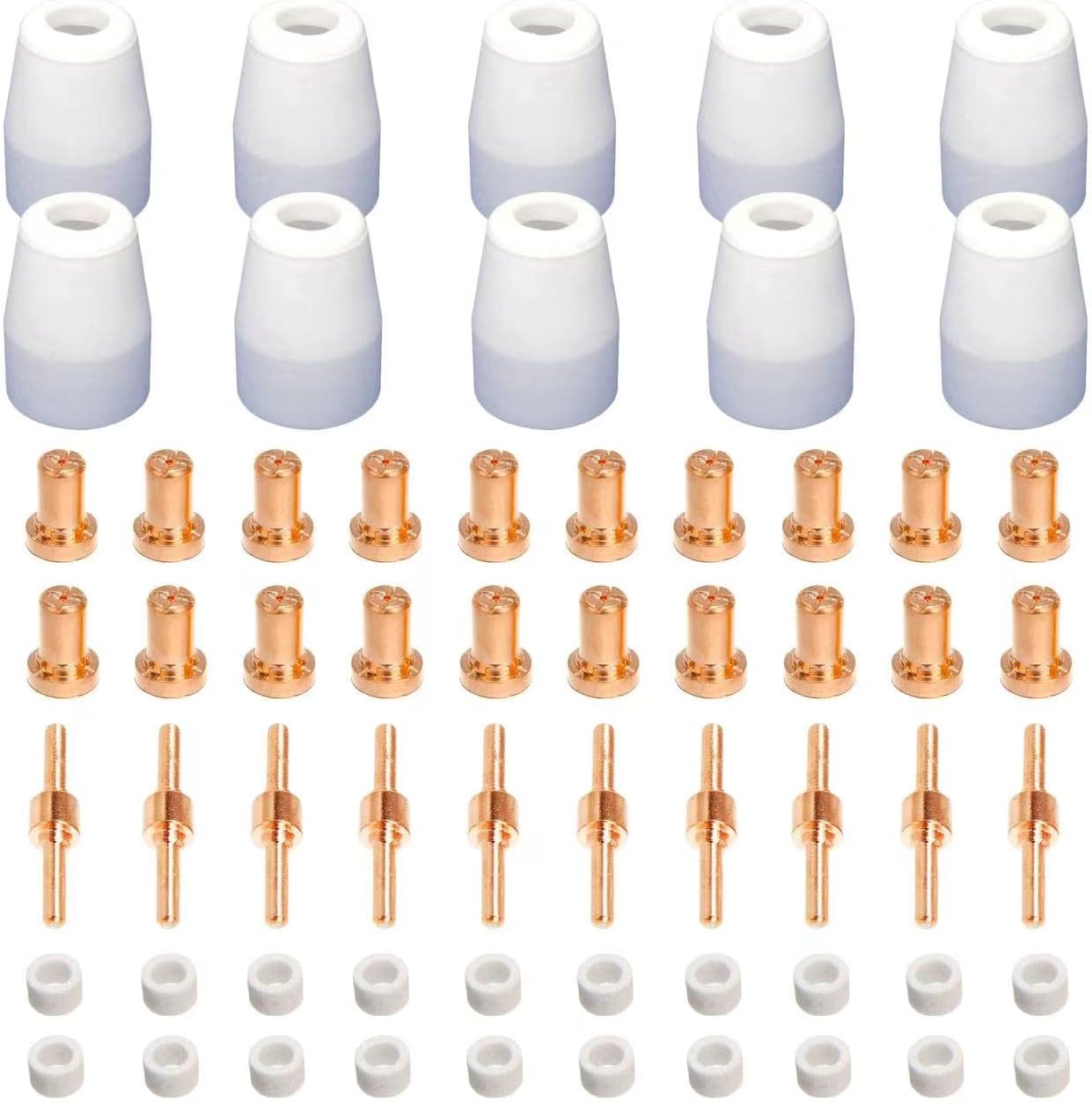 RX WELD 60pcs PT-31 JG-40 WSD-LG40 Plasma Electrode Tips Nozzle Extended Shroud Shield Cup Kit Fit CUT 50D 50 40 Plasma Cutter