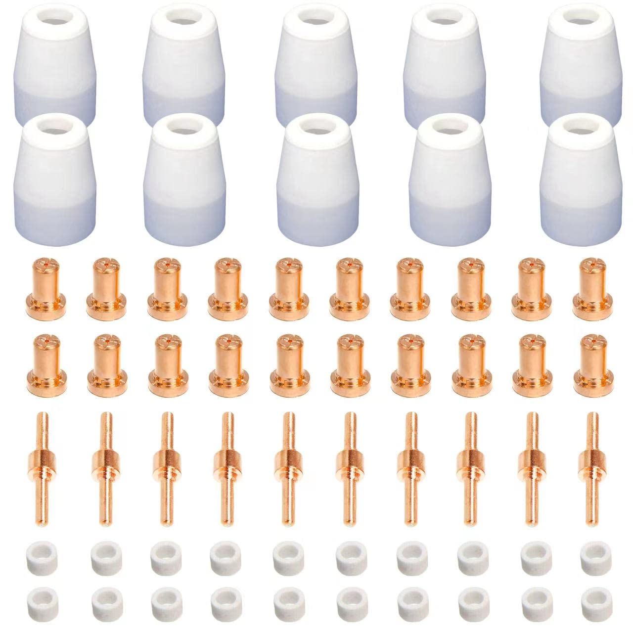 RX WELD 60pcs PT-31 JG-40 WSD-LG40 Plasma Electrode Tips Nozzle Extended Shroud Shield Cup Kit Fit CUT 50D 50 40 Plasma Cutter