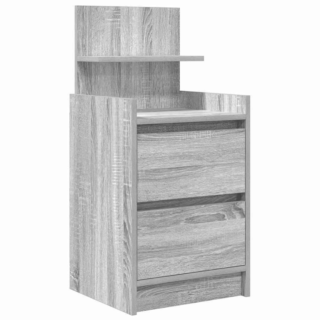 vidaXL Table de Chevet avec 2 tiroirs Sonoma Gris 38x34x80 cm