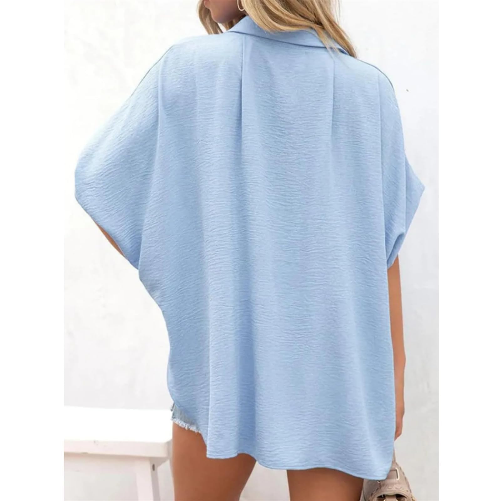 Normaltly T-shirt uni pour femme décontracté à manches courtes avec fente au niveau de l'ourlet, couleur unie, col en V, coupe tunique