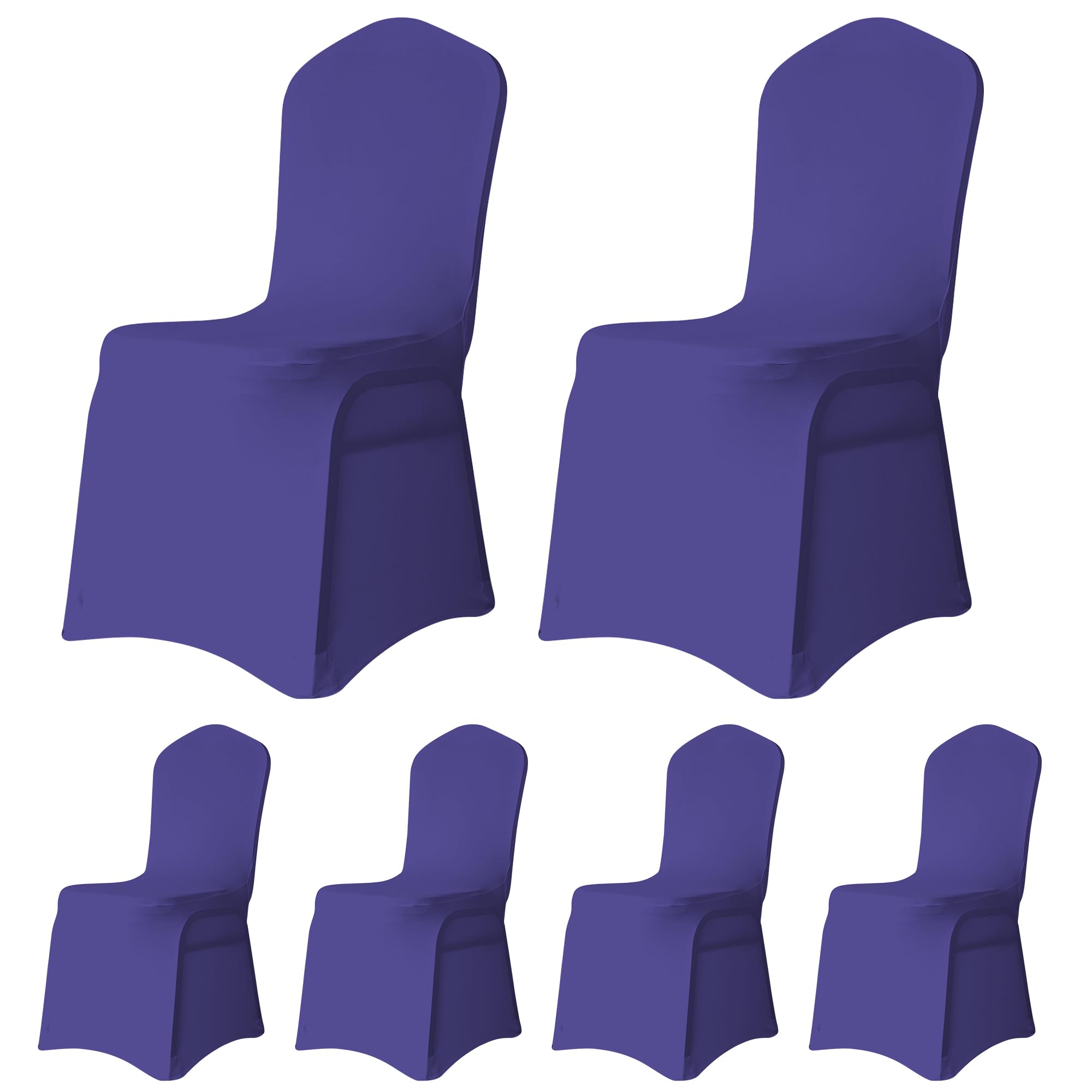 Trimming Shop Wedding Chair Covers Flat Front Design, Purple, Pack of 8