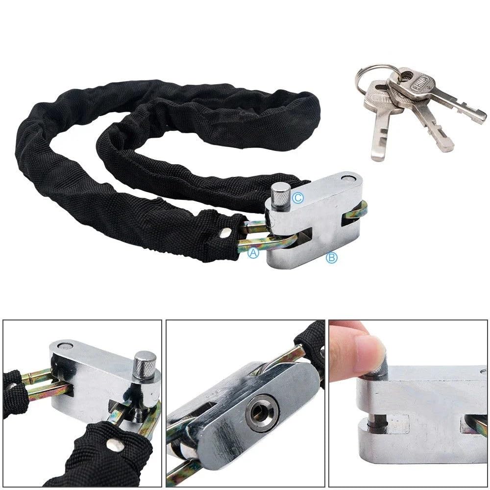Candado Moto Cerradura antirrobo de Acero endurecido, Funda Exterior Textil Protectora para Motocicleta, Scooter, Bicicleta, Cadena Resistente Candado Disco