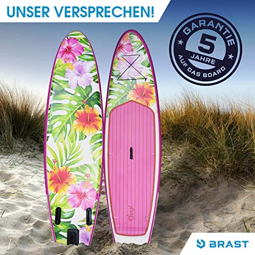 Foto von BRAST SUP Board Lady | Aufblasbares Stand up Paddle Set für Frauen | 300cm viele Modelle | incl. Zubehör Fußschlaufe Paddel Pumpe Rucksack | Pink Lila Rosa Flieder Rot Weiß Grau | Eden 300