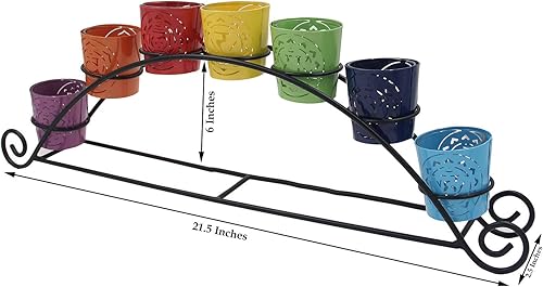 Miniatura 5 de Juego grande de 7 candelabros votivos con símbolos de chakras