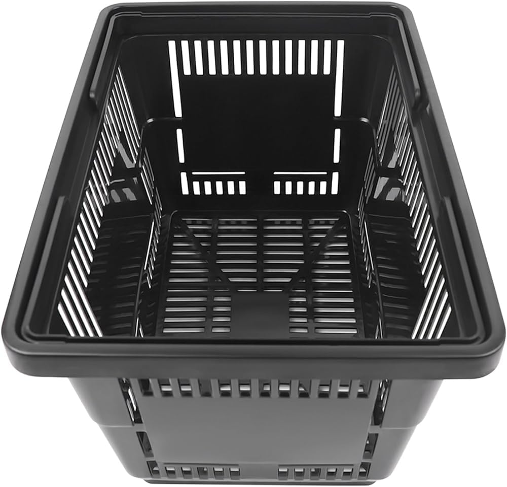 12 szt. plastikowych koszy na zakupy z uchwytami przenośne wózki spożywcze 7,4 gal do supermarketów, sklepów detalicznych, targów rolnych i organizacji domu