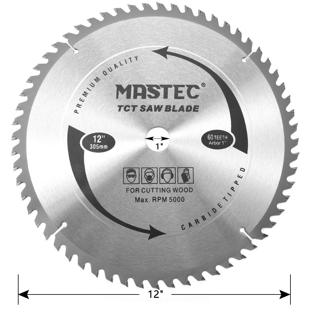 12 Inch 60 Tooth Miter Saw Blade for Wood Cutting with 1-Inch Arbor