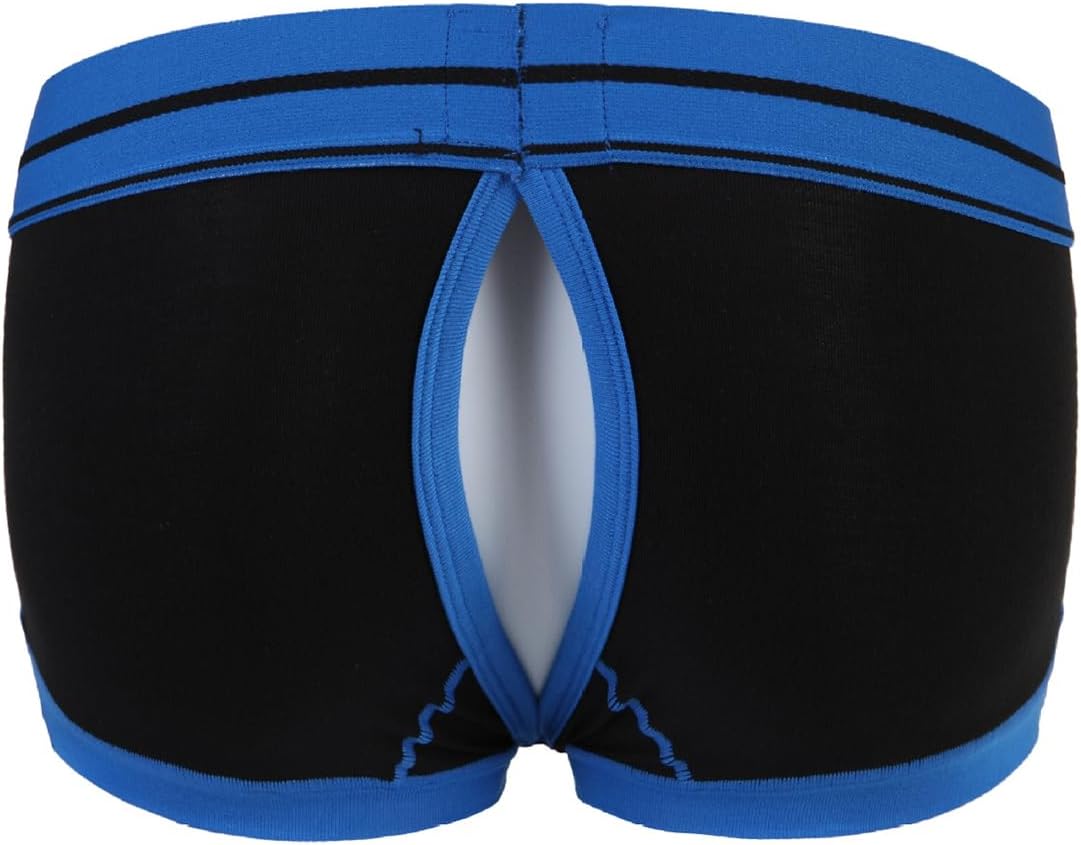 Evankin Men's Sexy Underwear with Hollowed out Boxer Brief Low Rise Funny Back Exposed Buttocks Boxer Shorts