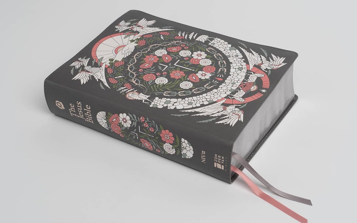 The Jesus Bible Artist Edition, NIV, Leathersoft, Gray Floral, Comfort Print