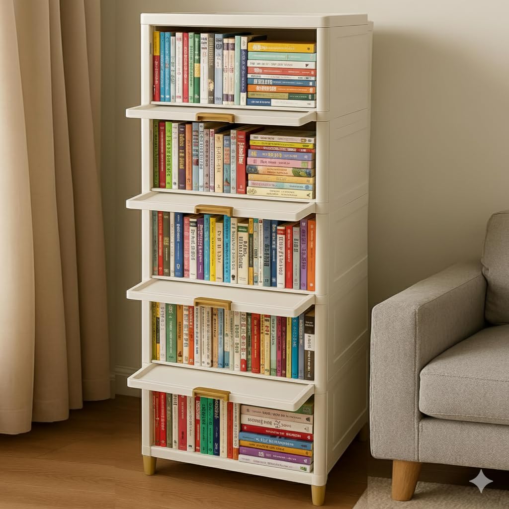 Bookshelf for Home |Engineered Books Organizer for Study Room | Multipurpose Book Shelf for Home, Office |Book Organizer for Library | Living Room Furniture (Cupboard Rack - White, 4PCS)-image-40