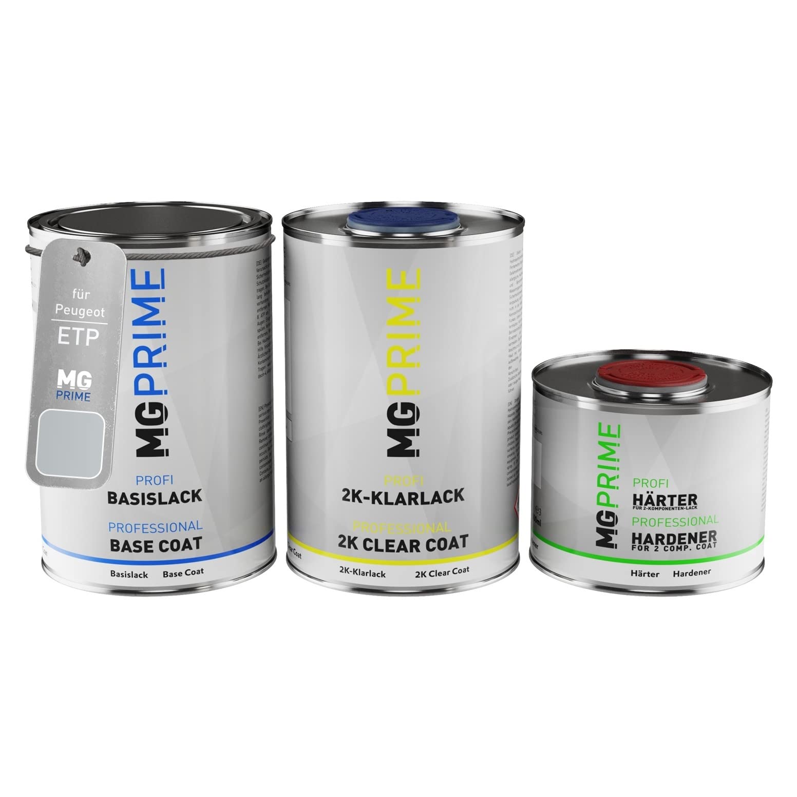 MG PRIME Peinture voiture kit de pot pour Peugeot ETP Gris Futura Metallic couche de base vernis 2C durcisseur prêt à pulvériser 2,5l