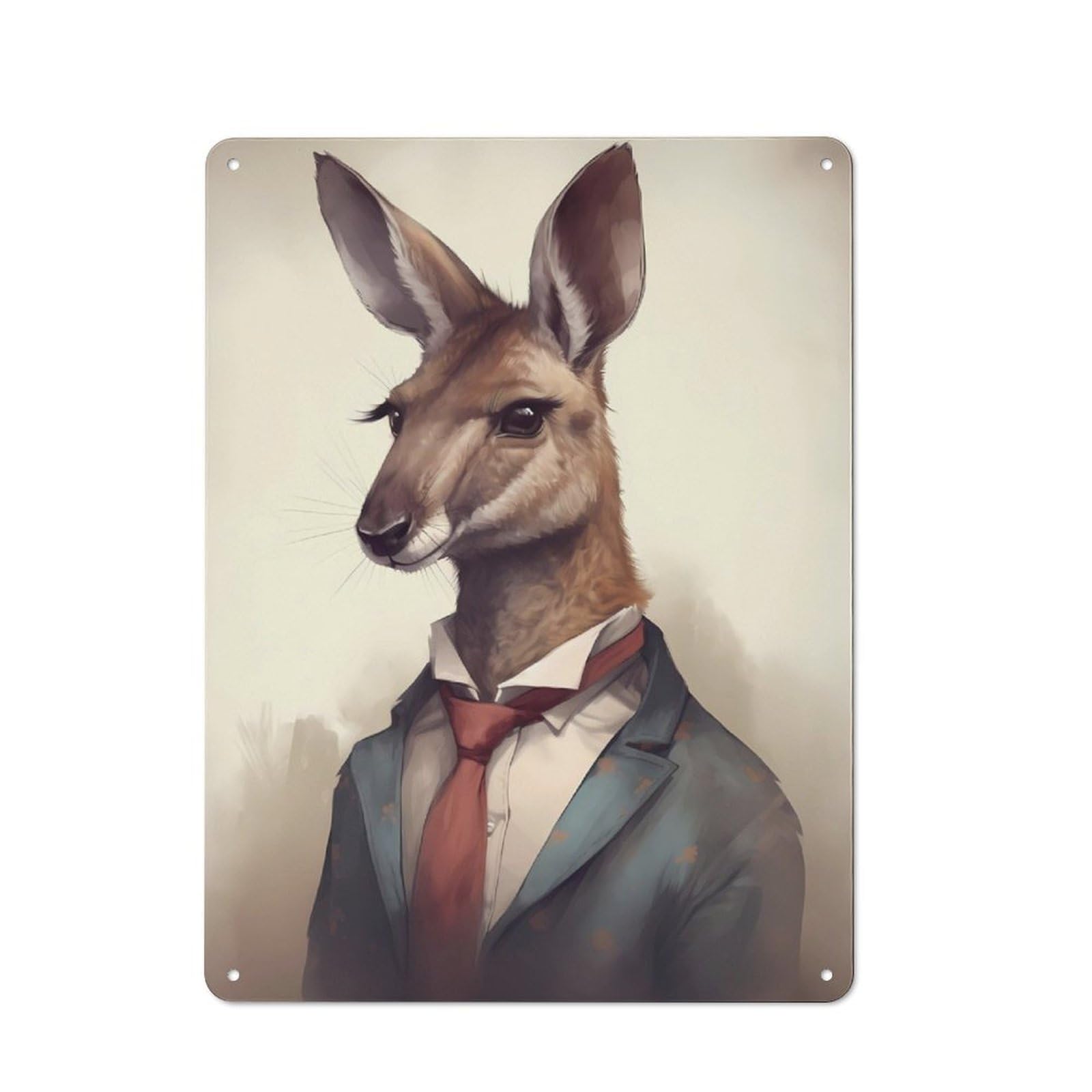 Junmoney Kangaroo Magic Realism Tin Wall Plaque 40X30cm With For Pub Or Café, A Decorative Christmas Gift For Hospitality Wall Decor Collectors