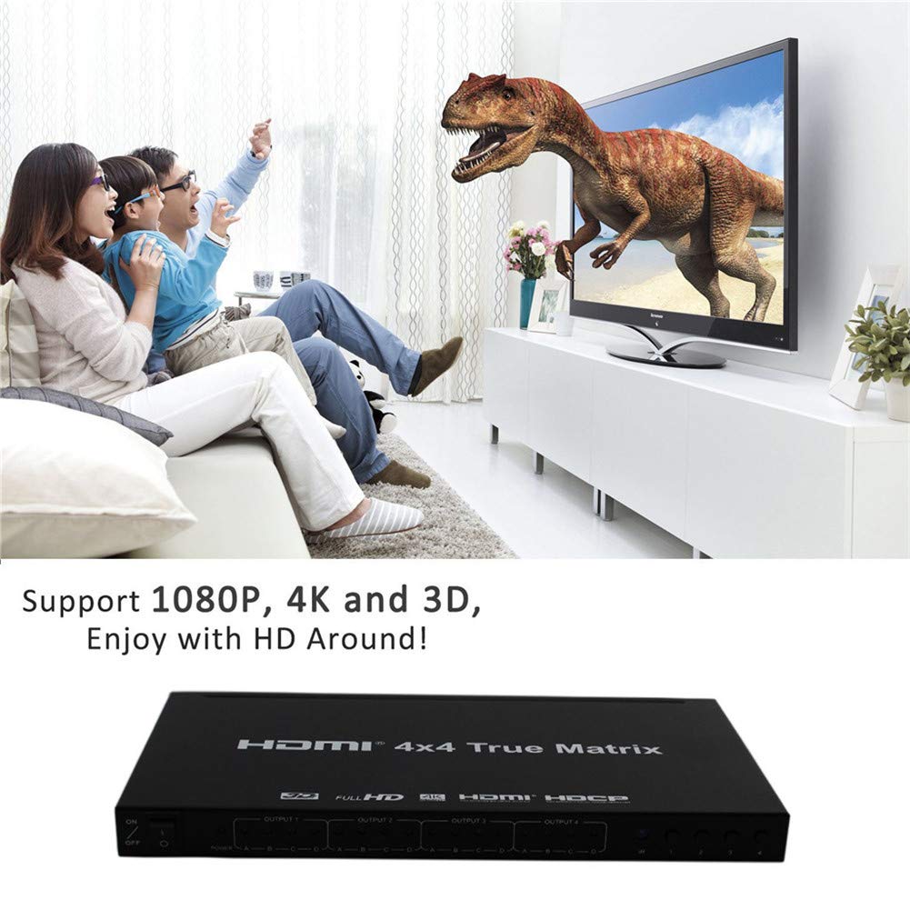 Conmutador de Matriz HDMI 4X4 4Kx2K 4 entradas 4 Salidas Divisor Matrix 4x4 Soporte IR 4K HDMI 1.4v Caja del conmutador de Matriz Full HD 1080P 3D