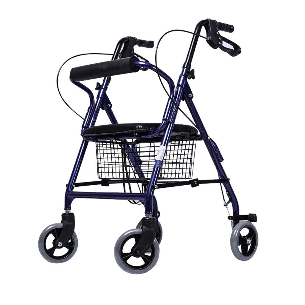 Cesta para Caminante para Personas Mayores, Marcos para Caminar estándar, Andador Plegable, Cesta para Caminante para Personas Mayores con Asiento y Respaldo - Ayudas para Caminar