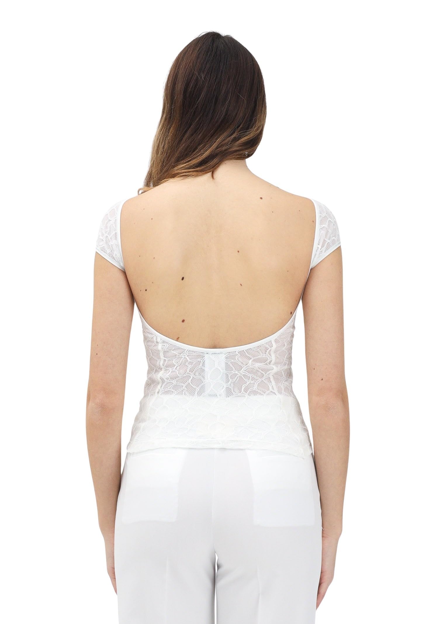 Pinko Top de encaje blanco para mujer