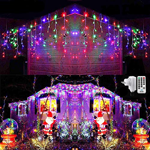 Qedertek 432 LED Cortina de luces Prolongable, 10M Guirnalda Luces de Hada Decorativas Navidad, Luces de Navidad Colores, Cortina Luces Decoración para Navidad, Ventana, Patio, Balcón, Bar, Boda