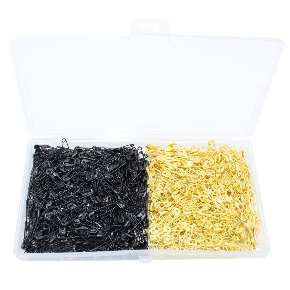 Bestartstore 1Box(500pcs) 19mm Black and Gold Color Small Safety Pins Fastening Safety Pins for Clothes DIY Craft Accessories Sewing DIY Making