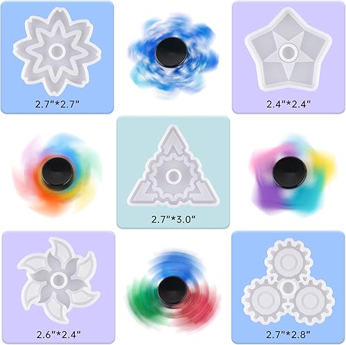 Miniatura 2 de NiArt Fidget Finger Spinner DIY Resina Epoxi Fundición Molde de Silicona Kit 5 Moldes con 10 Rodamientos, Alivio del Estrés Juguete de Mano Fidget