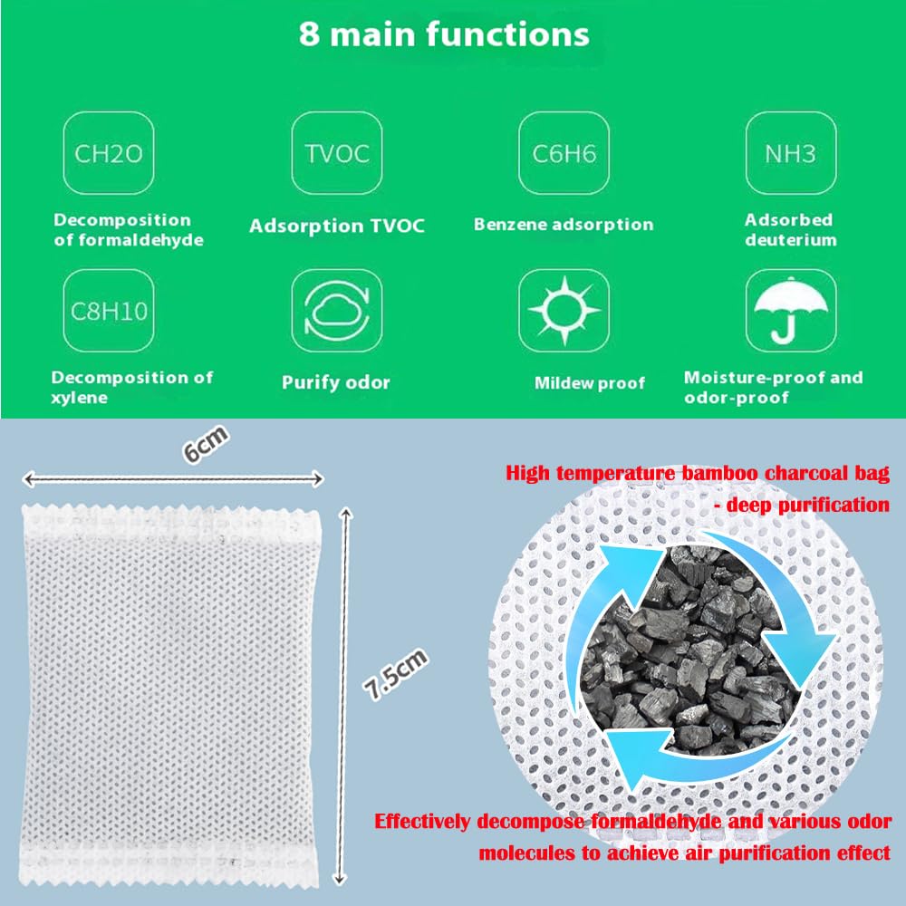 Paquete de 30 bolsas purificadoras de olores de carbón de bambú activado para el hogar o los autos; ambientador de coche; ambientador natural para el hogar, coche, armario, sótano, mascotas