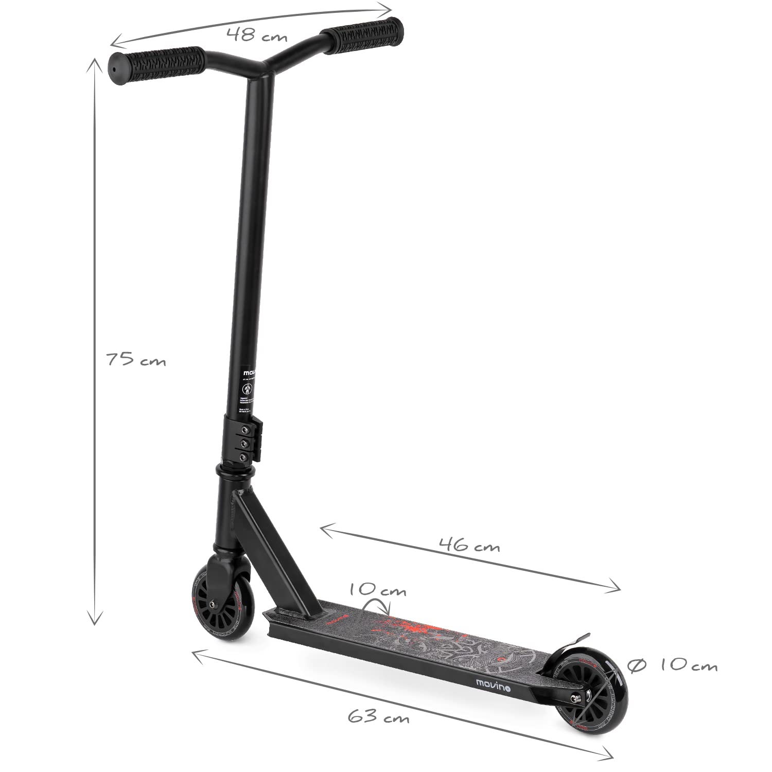 Movino Tyro Monopattino Scooter Professionale Scooter Per Bambini Cuscinetti A Sfera ABEC9 Ruote Da 100 mm Monopattino Freestyle Y-BAR Manubrio Base in Alluminio 6061 Leggero 2,90 kg