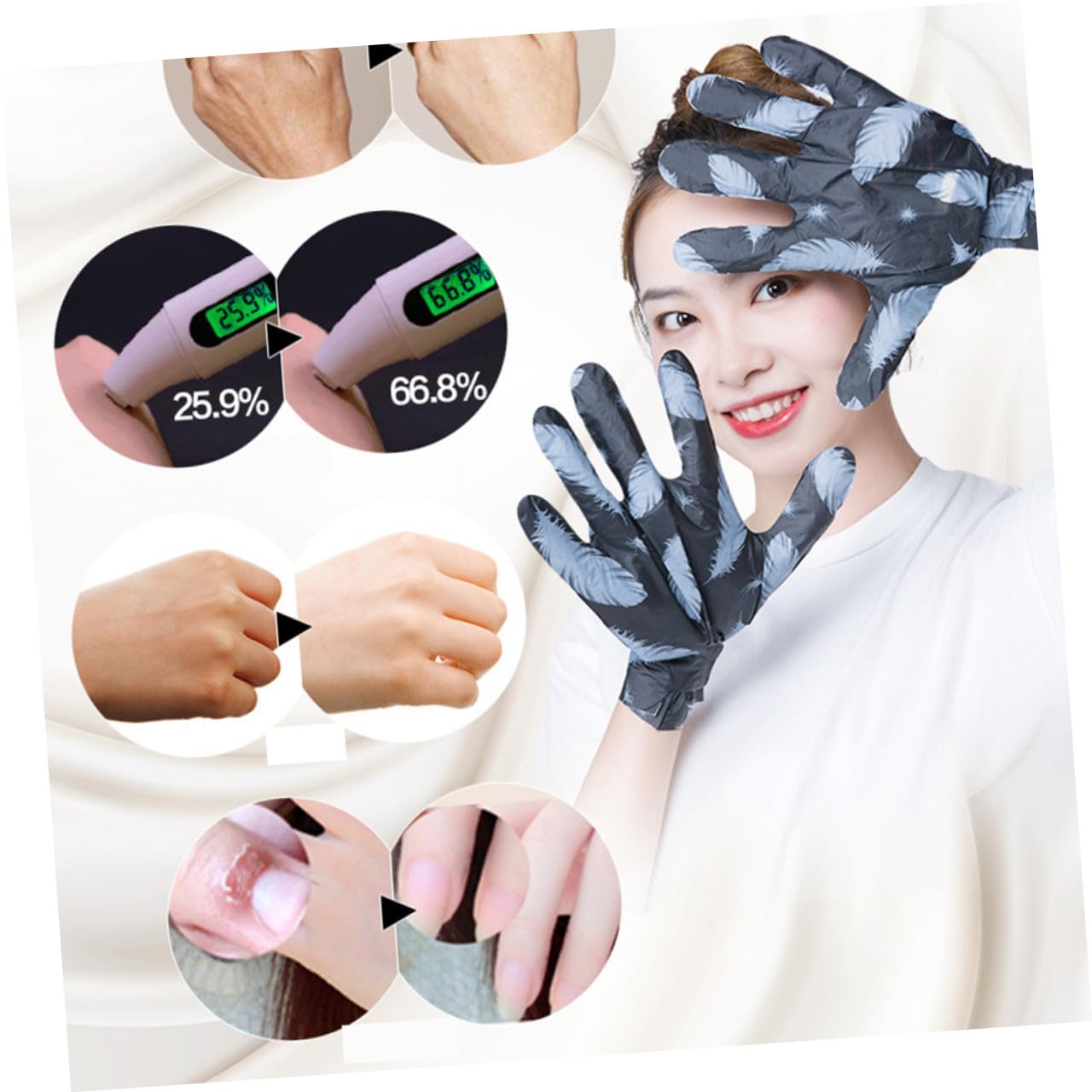 FRCOLOR 3paia Maschera Idratante Esfoliante Per Mani Vulcanica Guanti Sbiancanti Per Manicure Trattamento Antimacchie e Nutriente Per Mani Secche e Screpolate
