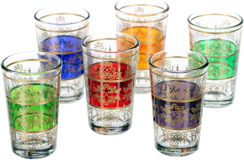 albena Marokko Galerie Tunis moroccan tea glasses set of 6 multicoloured