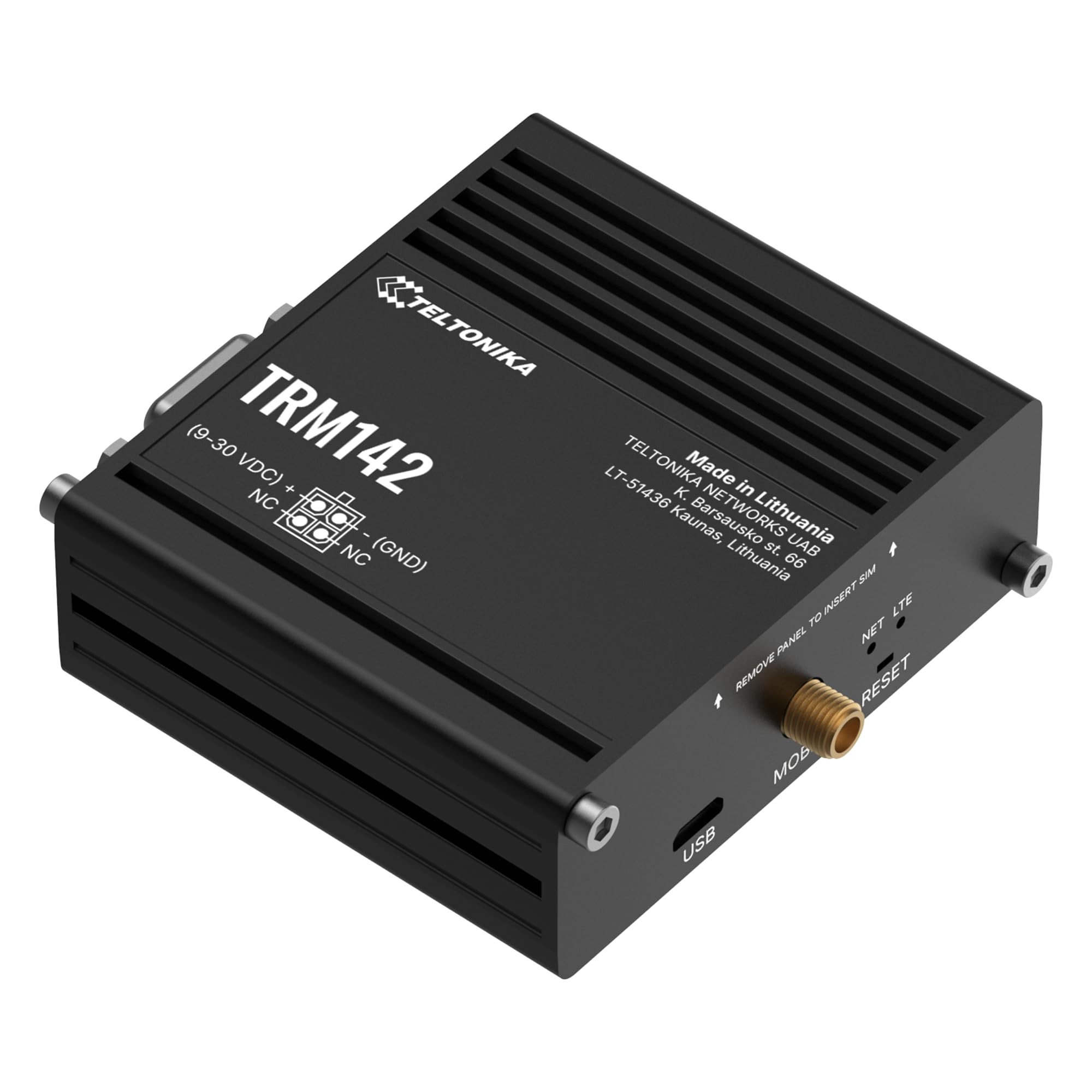 Teltonika TRM142 - Modem industriale 4G, Compact LTE Cat 4, RS232 DB9, USB, IP30, da -40°C a 75°C,