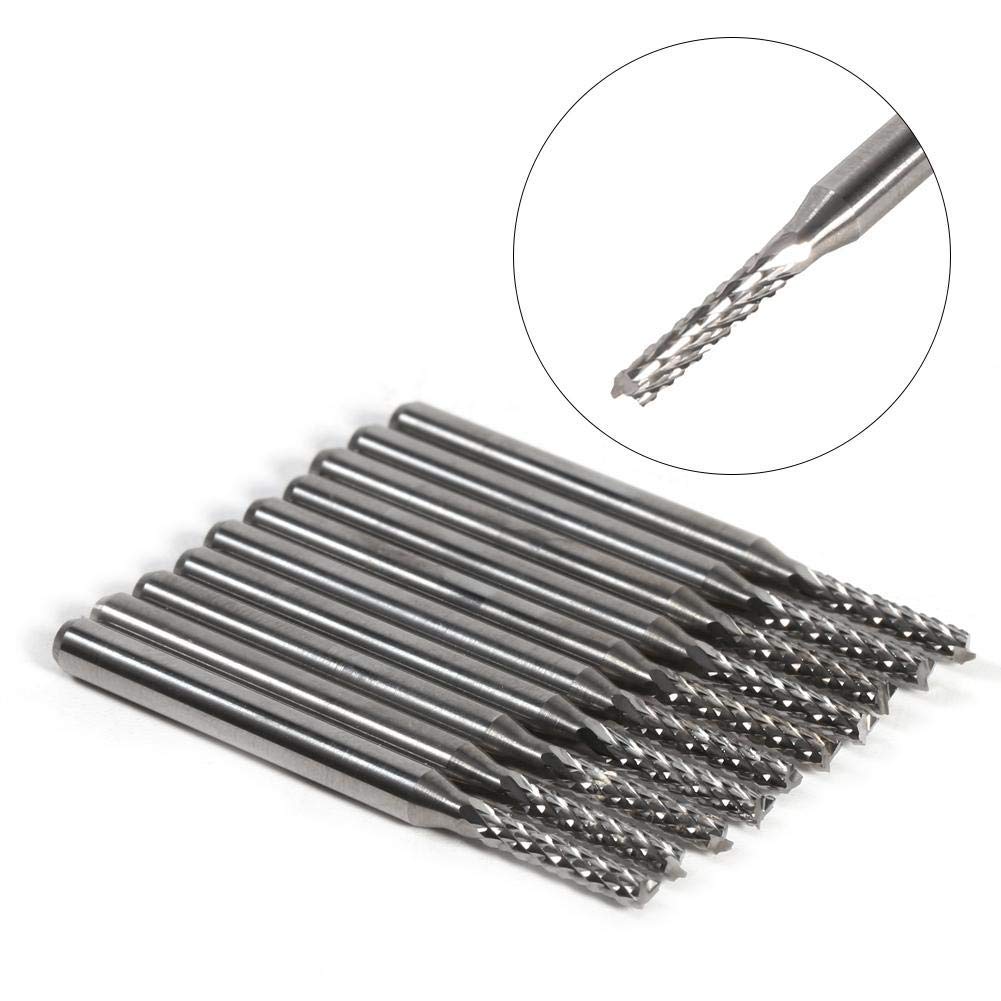 Yosoo Cemented Carbide Engraving Drill Bit End Mill Carving Drill for PCB CNC Rotary Burr 2mm Milling Cutters Set(10pcs)
