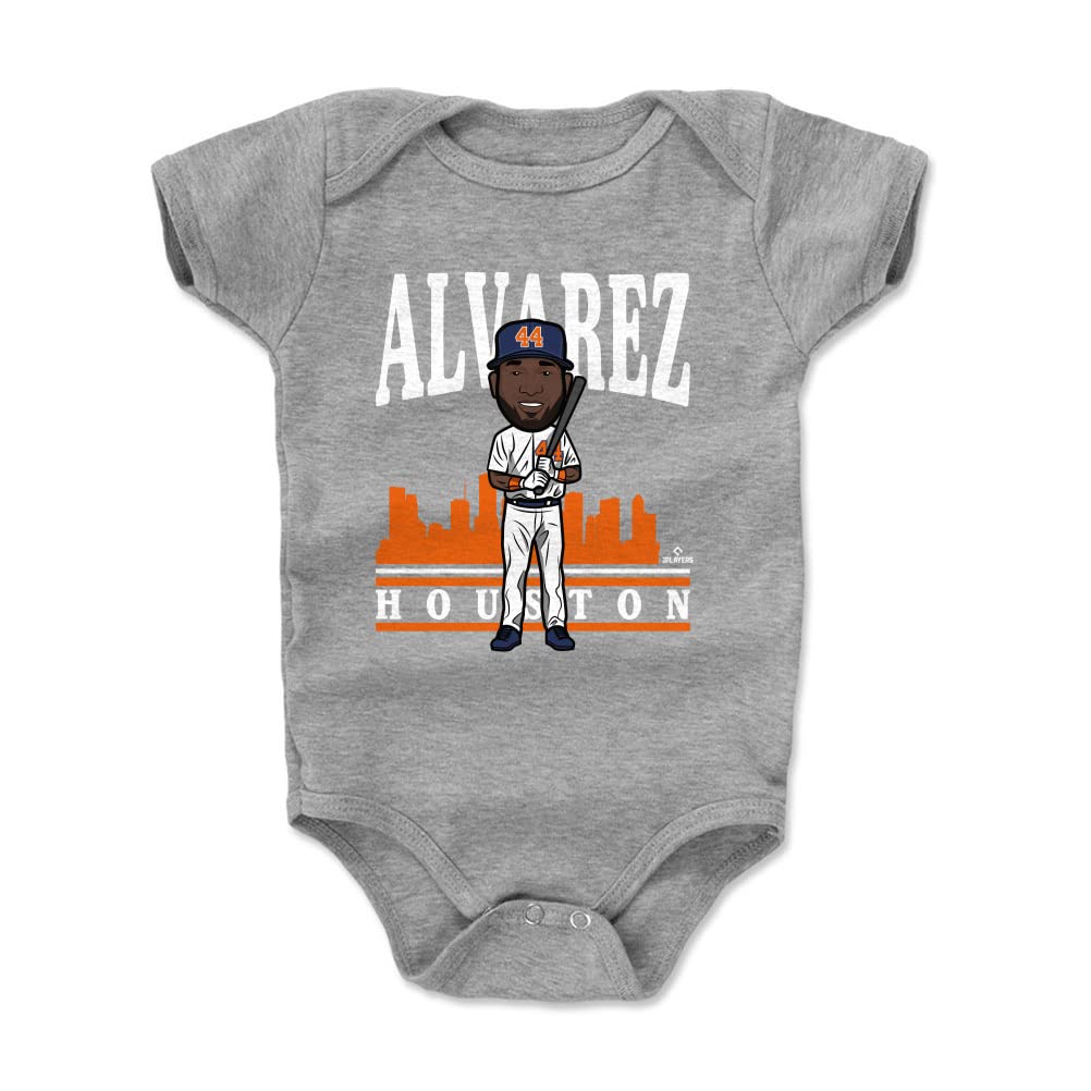 500 LEVEL Yordan Alvarez Baby Infant One Piece Bodysuit (18-24 Months, Heather Gray) - Yordan Alvarez Toon O WHT