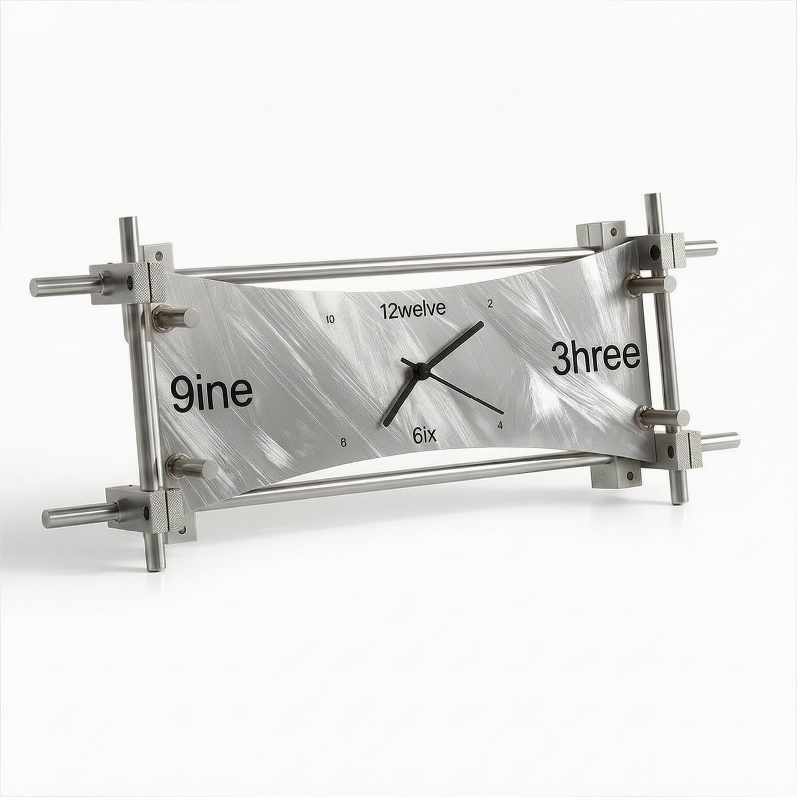 Light Axis Clock Tischuhr Standuhr Analog Uhrwerk Paneluhr mit Metallgestell Und Front für Stabiles Aufstellen Und Klare Zeitanzeige für Büro Schreibtisch Wohnzimmer Studie, Silber