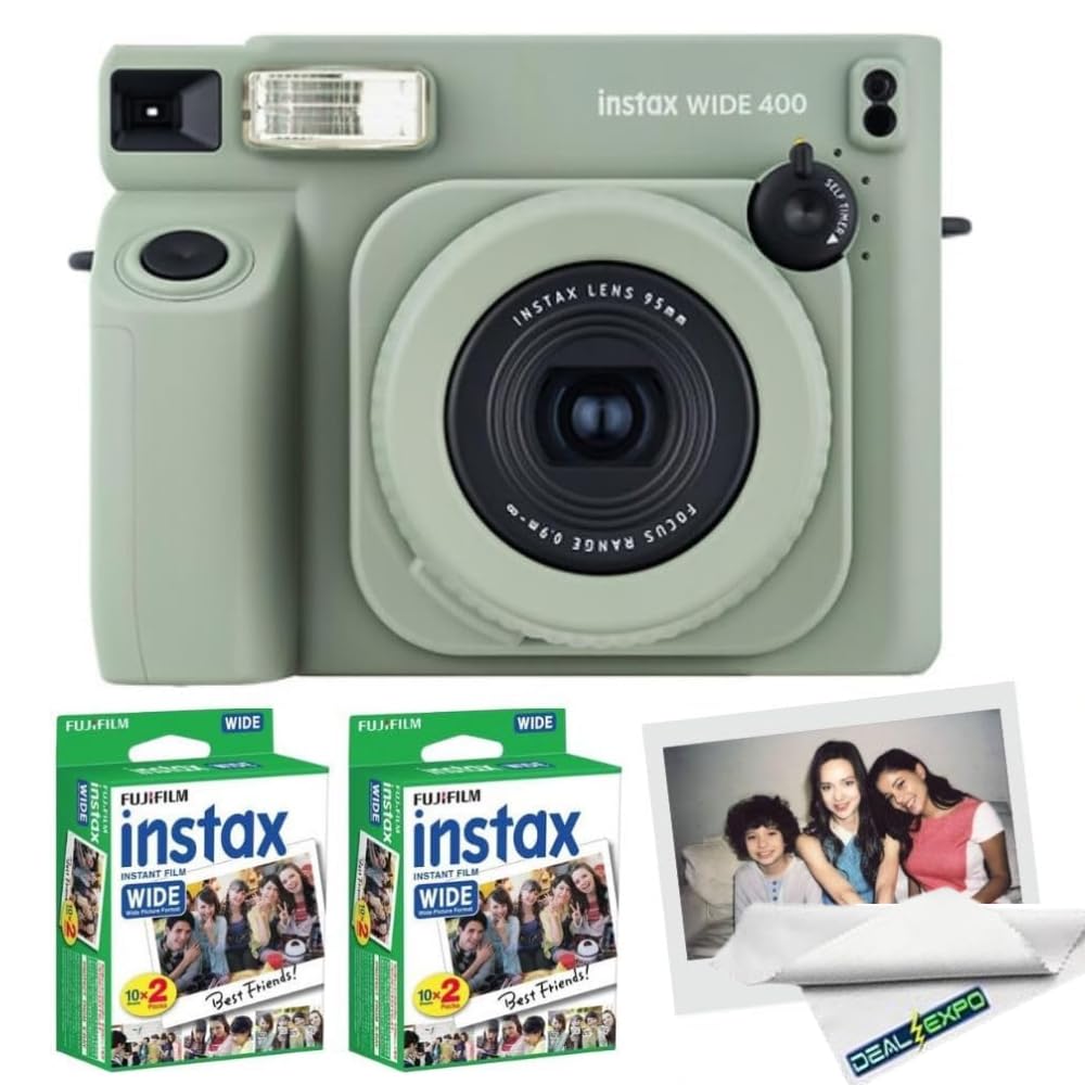 FUJIFILM instax Wide 400 Instant Film Camera (Green + Extra Film(40 Sheets))