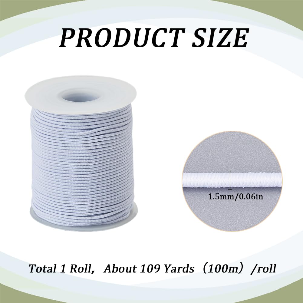 SUNNYCLUE 1 Roll 109 Yards/100M Jewellery Cording Elastic String Bulk 1.5mm White Polyester Wax Braided Beading Sewing Threads Cord with Spool for Jewellery Making Bracelets Necklaces Crafts Supplies - Image 2