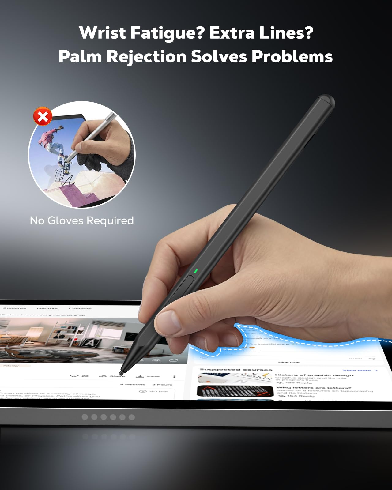 MoKo Lápiz MPP 2.0 con Inclinación para Portátiles Táctiles HP 2-En-1,Stylus Recargable para HP Envy X360/Pavilion X360/Spectre X360,ASUS Vivobook Flip 14/12,Kobo Libra Colour,4096 Niveles De Presión