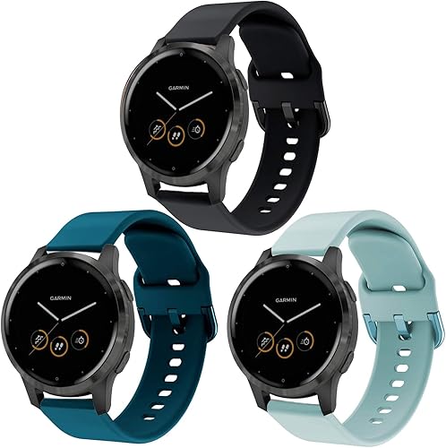 Paquete de 3 correas de reloj compatibles con Garmin Vivoactive 4SVenu 2S  Venu 3SVivomove 3S, 0.71 pulgadas, correa de repuesto de silicona suave disponible en Yaxa Mexico
