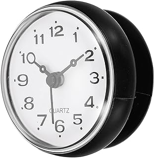 PATIKIL Waterproof Bathroom Clock, Mini Round Wall Clocks with Suction Cup for Shower Kitchen Home Decoration, Black