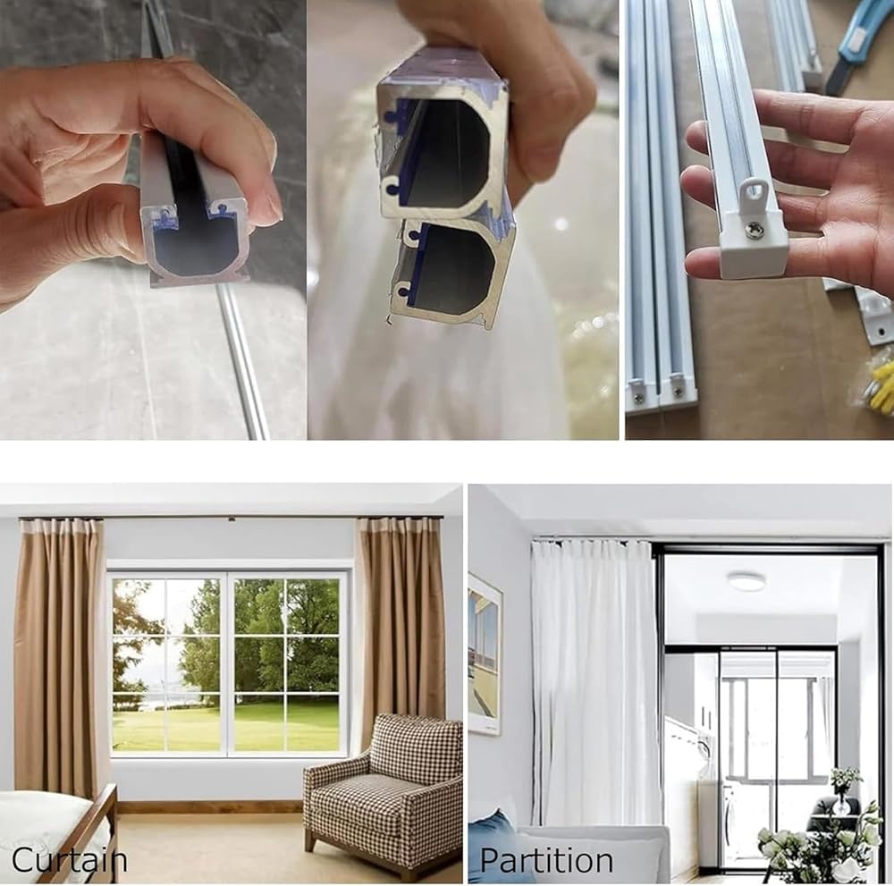 Aluminiowy karnisz sufitowy do zasłon zewnętrznych, łatwy w instalacji, okno i ścianka działowa, 50 cm, rozmiar francuski, kolor - do wszechstronnego zastosowania