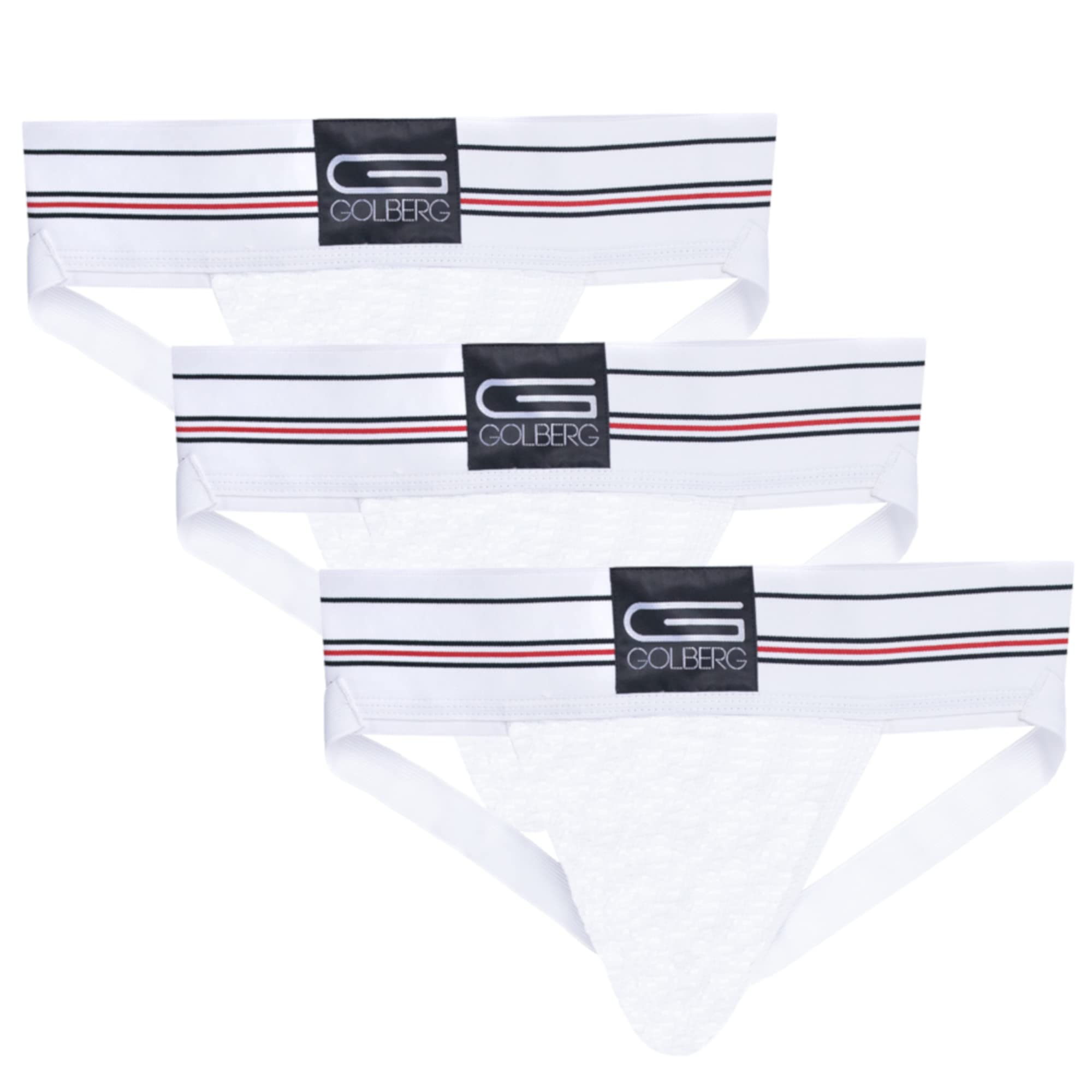 Golberg – Men 3” Wide Band Classic Athletic Supporter – Performance Jockstrap Elastic Waistband - Solid Color - Stretch Mesh White-image-14