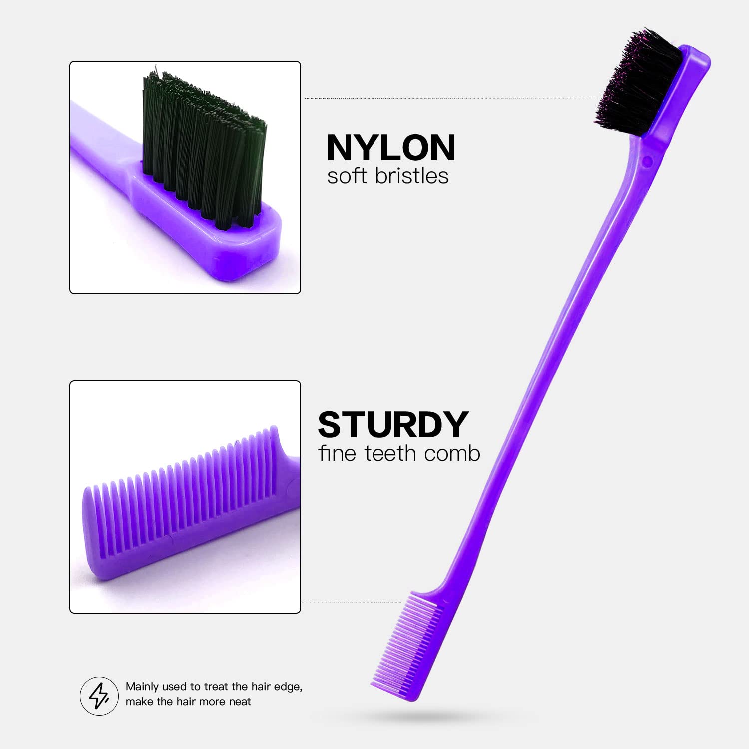AESIFR 3-Piece Teasing Brush Set, Dual Edge Brush, Sturdy Styling Comb, Carbon Fiber Parting Comb - Image 3