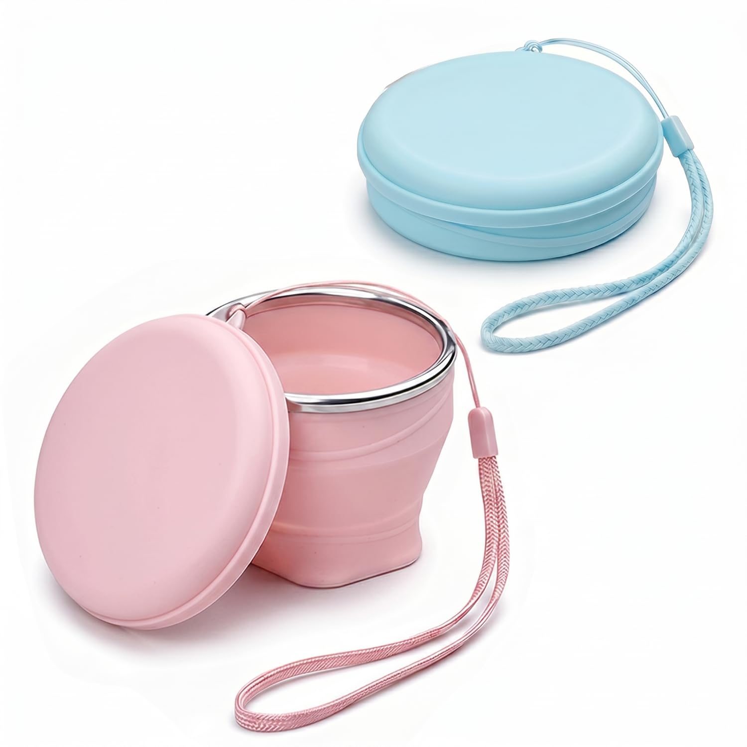 UNNESTAR 2Pcs Collapsible Coffee Cups– 180ml Silicone Travel Cup with Lid Lightweight Portable Camping Water Mugs for Outdoor