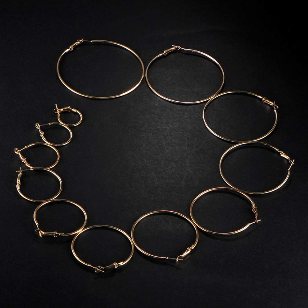 Steampunk Brass Hoop Earrings Set of 12 Pairs - Small to Big