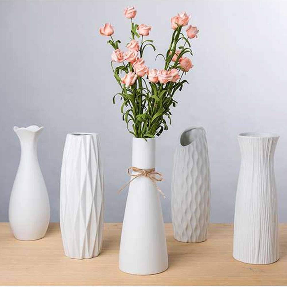 Classic White Ceramic Vase Chinese Arts and Crafts Decorative Contracted Porcelain Vase Creative Gift Wedding Decoration Vase (C 23.5x9cm)