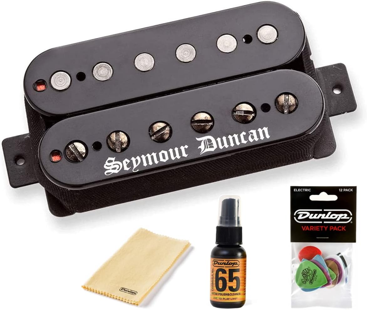 Briskdrop Seymour Duncan Black Winter Trembucker Bridge Pickup - Bundled with Dunlop Pick Pack, Platinum 65 Cleaner-Polish, and Polish Cloth