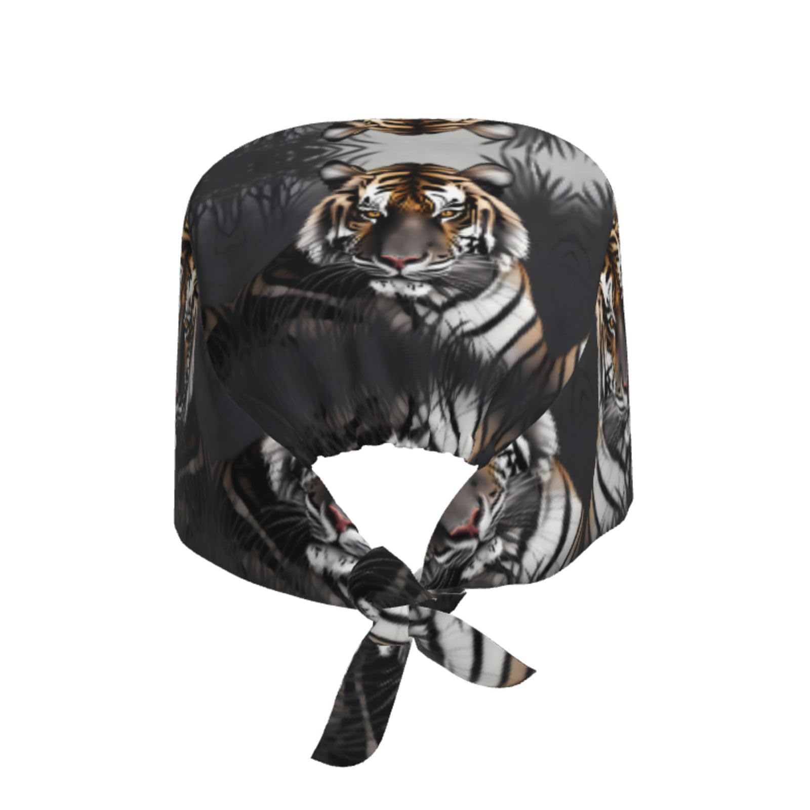 YYHHAOFA Breathable Work Hat Tiger at Rest Printed for Chef, Nursing, Spa, Facial Care, Fitness Black