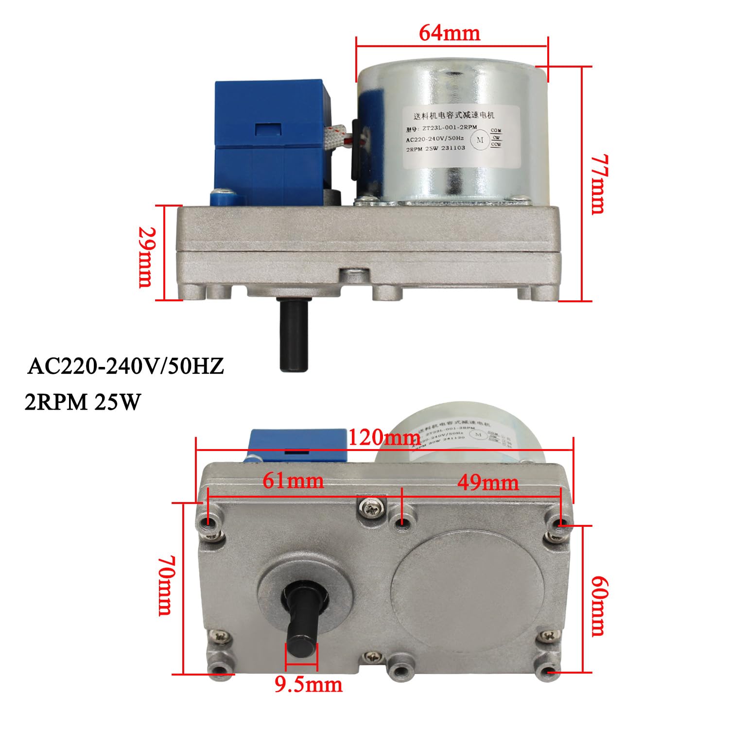 Motoreducteur vis sans fin 230v moteur poele a granule 2 3rpm pour convoyeur a vis a pellet convoyeur