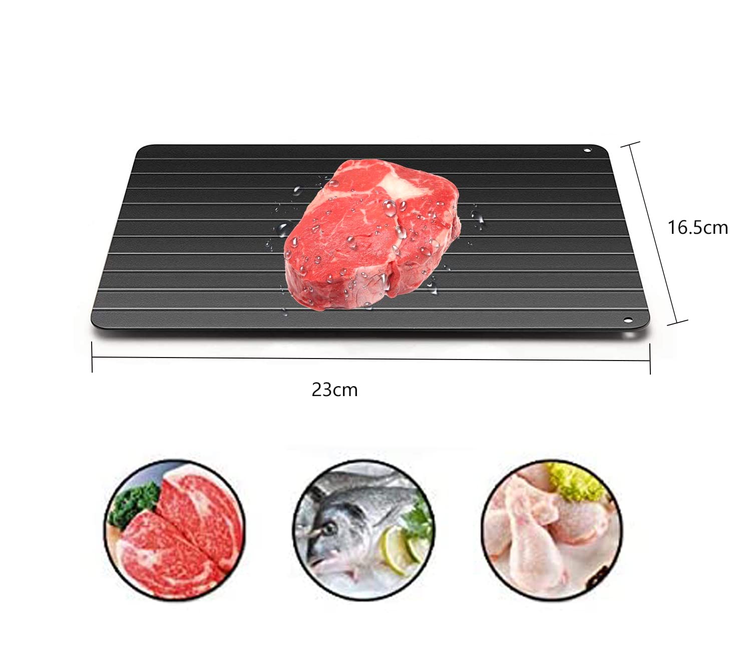Vassoio Scongelamento Rapido in Alluminio Con 4 Cuscinetti in Silicone per Scongelare Velocemente la Carne Congelata