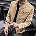 Mens Warm Winter Denim Jacket Stand Collar Fleece Lined Trucker Jackets Fashion Vintage Distressed Motorcycle Coat (Khaki-2,Medium)